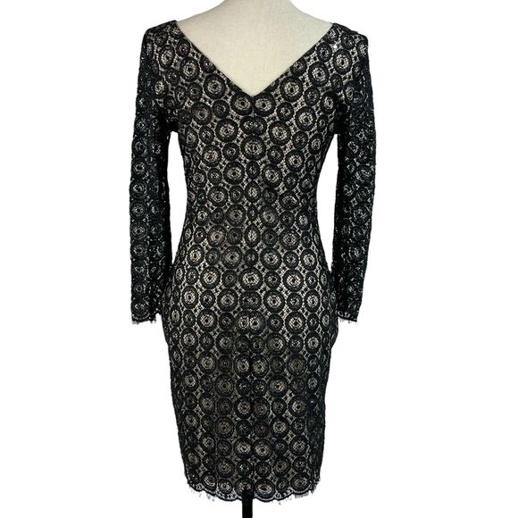 Diane von Furstenberg SZ 6 Dress Geometric Lace Lined Square Neck 3/4 Sleeve - Picture 7 of 10